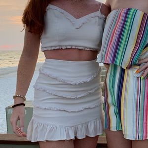 Cream Boho Ruffle Two-Piece Set